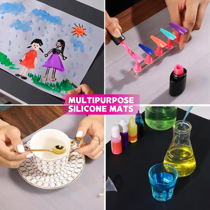 Silicone Mat for Resin Molds, 3 PCS Silicone Mats for Epoxy Resin, UV Resin, Play Dough Mat, Clay Mat, Nonstick Silicone Sheets Pads for DIY Arts and Crafts, Pink & Purple & Blue, 15.7”x 11.7”