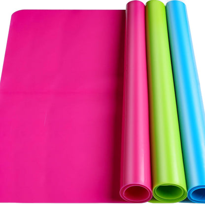 Silicone Mat for Resin Molds, 3 PCS Silicone Mats for Epoxy Resin, UV Resin, Play Dough Mat, Clay Mat, Nonstick Silicone Sheets Pads for DIY Arts and Crafts, Pink & Purple & Blue, 15.7”x 11.7”
