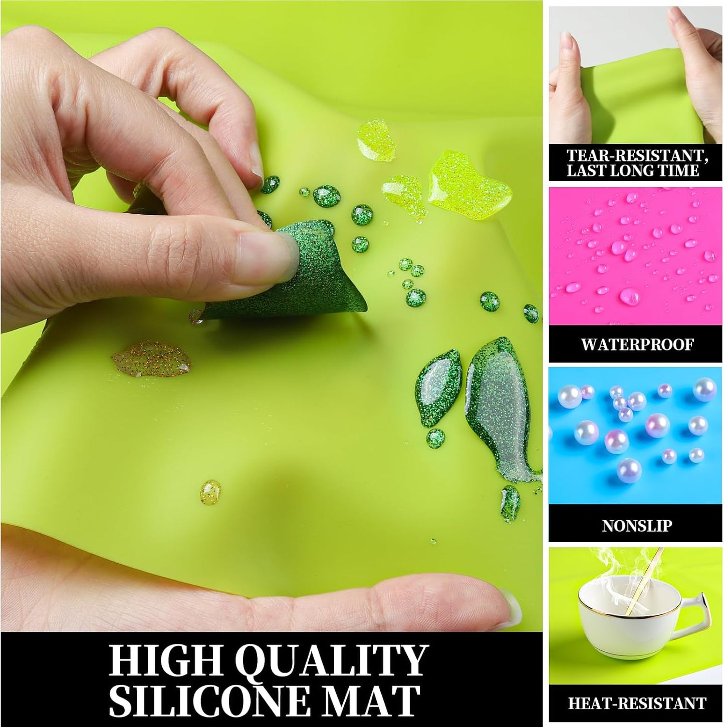 Silicone Mat for Resin Molds, 3 PCS Silicone Mats for Epoxy Resin, UV Resin, Play Dough Mat, Clay Mat, Nonstick Silicone Sheets Pads for DIY Arts and Crafts, Pink & Purple & Blue, 15.7”x 11.7”