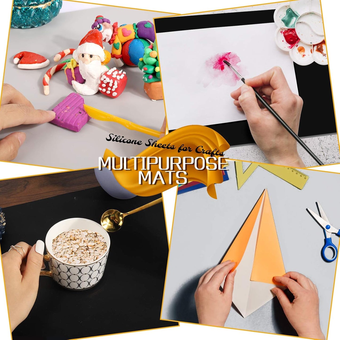 Silicone Mat for Resin Molds, 3 PCS Silicone Mats for Epoxy Resin, UV Resin, Play Dough Mat, Clay Mat, Nonstick Silicone Sheets Pads for DIY Arts and Crafts, Pink & Purple & Blue, 15.7”x 11.7”