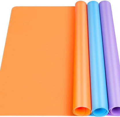 Silicone Mat for Resin Molds, 3 PCS Silicone Mats for Epoxy Resin, UV Resin, Play Dough Mat, Clay Mat, Nonstick Silicone Sheets Pads for DIY Arts and Crafts, Pink & Purple & Blue, 15.7”x 11.7”