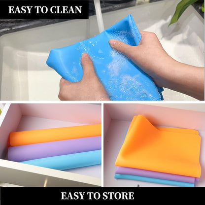 Silicone Mat for Resin Molds, 3 PCS Silicone Mats for Epoxy Resin, UV Resin, Play Dough Mat, Clay Mat, Nonstick Silicone Sheets Pads for DIY Arts and Crafts, Pink & Purple & Blue, 15.7”x 11.7”
