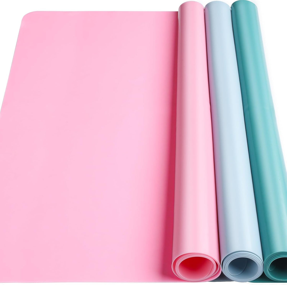 Silicone Mat for Resin Molds, 3 PCS Silicone Mats for Epoxy Resin, UV Resin, Play Dough Mat, Clay Mat, Nonstick Silicone Sheets Pads for DIY Arts and Crafts, Pink & Purple & Blue, 15.7”x 11.7”