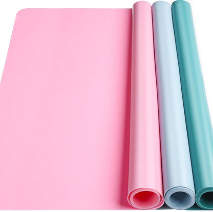 Silicone Mat for Resin Molds, 3 PCS Silicone Mats for Epoxy Resin, UV Resin, Play Dough Mat, Clay Mat, Nonstick Silicone Sheets Pads for DIY Arts and Crafts, Pink & Purple & Blue, 15.7”x 11.7”