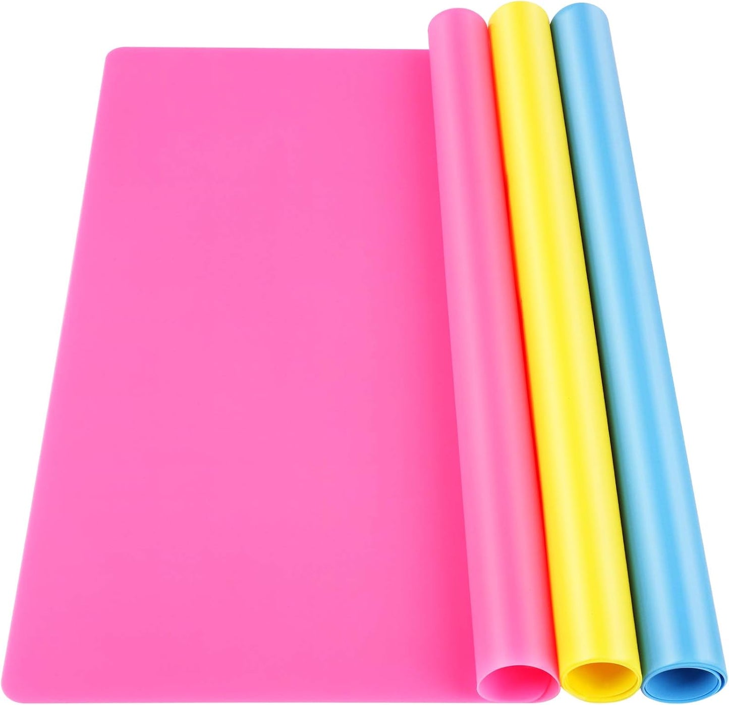 Silicone Mat for Resin Molds, 3 PCS Silicone Mats for Epoxy Resin, UV Resin, Play Dough Mat, Clay Mat, Nonstick Silicone Sheets Pads for DIY Arts and Crafts, Pink & Purple & Blue, 15.7”x 11.7”