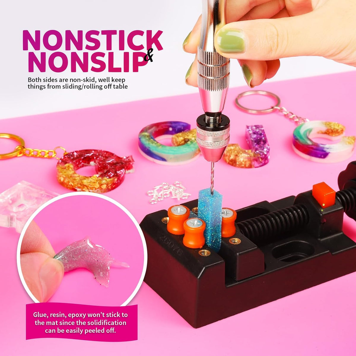 Silicone Mat for Resin Molds, 3 PCS Silicone Mats for Epoxy Resin, UV Resin, Play Dough Mat, Clay Mat, Nonstick Silicone Sheets Pads for DIY Arts and Crafts, Pink & Purple & Blue, 15.7”x 11.7”