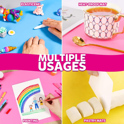 Silicone Mat for Resin Molds, 3 PCS Silicone Mats for Epoxy Resin, UV Resin, Play Dough Mat, Clay Mat, Nonstick Silicone Sheets Pads for DIY Arts and Crafts, Pink & Purple & Blue, 15.7”x 11.7”