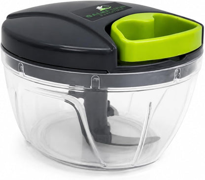 Manual Food Chopper, Hand Pull Vegetable Chopper with Stainless Steel Blades, Multi-Function Food Processor for Onion, Garlic, Meat & Fruits (600ml)