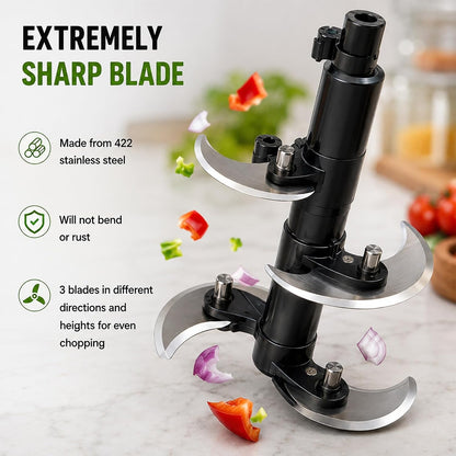 Manual Food Chopper, Hand Pull Vegetable Chopper with Stainless Steel Blades, Multi-Function Food Processor for Onion, Garlic, Meat & Fruits (600ml)