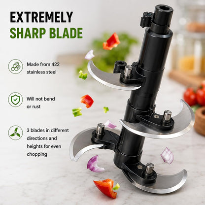 Manual Food Chopper, Hand Pull Vegetable Chopper with Stainless Steel Blades, Multi-Function Food Processor for Onion, Garlic, Meat & Fruits (600ml)