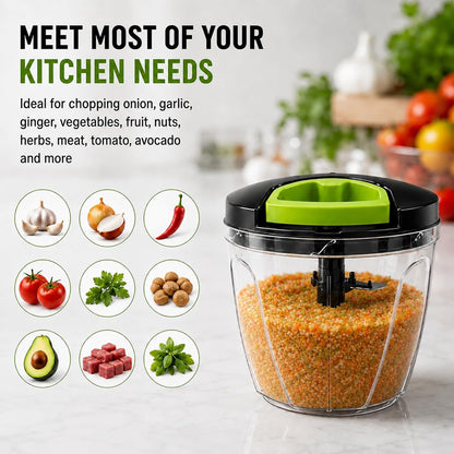 Manual Food Chopper, Hand Pull Vegetable Chopper with Stainless Steel Blades, Multi-Function Food Processor for Onion, Garlic, Meat & Fruits (600ml)