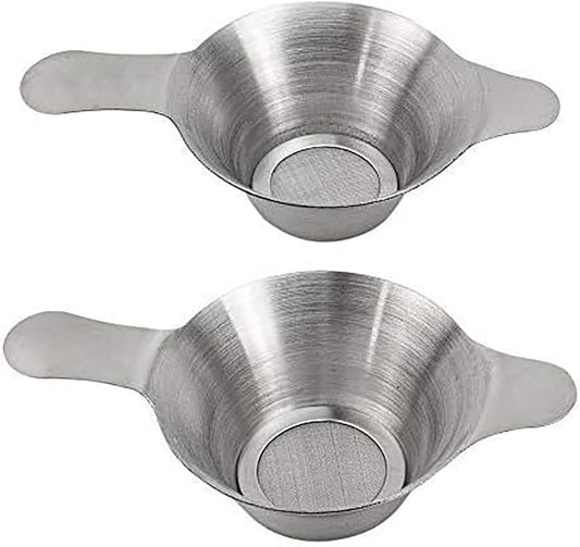 2PCS Stainless Steel Mini Strainer Set Fine Mesh Tea Strainer Coffee Dripper Dual-Layer Mesh with Double Handles For Home Restaurant Tea Brewing