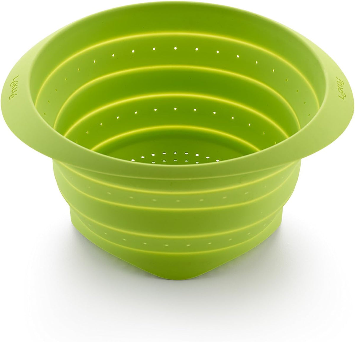 Collapsible Colander, 7 Inch - Compact Silicone Food Strainer, Space-Saving Kitchen Strainer for Pasta, Fruits, Vegetables - BPA-Free & Durable Anti-Slip Handles, Easy to Store & Clean (Green)