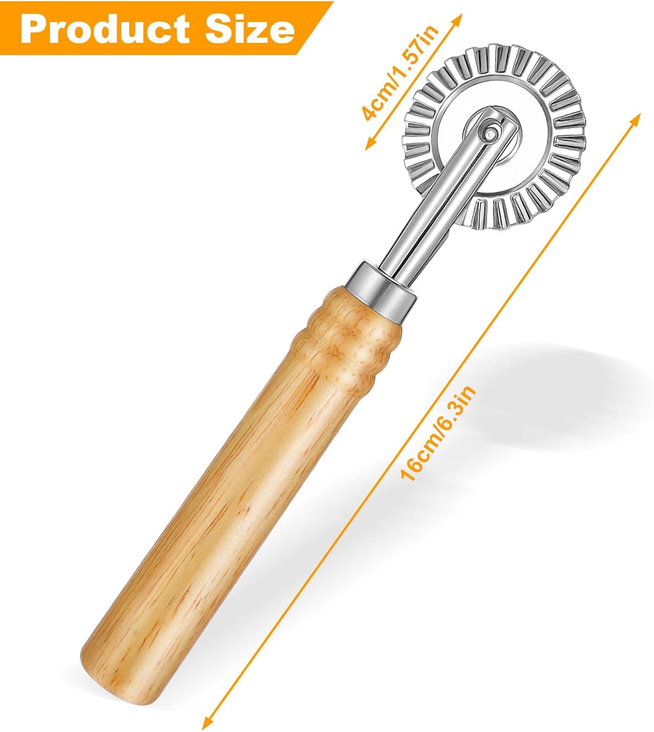 Long Handle Small Cutter Wheel, Pastry and Pasta Cutter Wheel Versatile Crinkle and Pastry Cutters for Effortless Slicing for Ravioli Pasta Dumplings Lasagna Pierogi