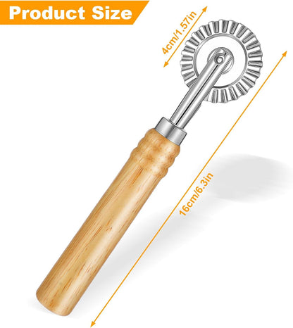 Long Handle Small Cutter Wheel, Pastry and Pasta Cutter Wheel Versatile Crinkle and Pastry Cutters for Effortless Slicing for Ravioli Pasta Dumplings Lasagna Pierogi