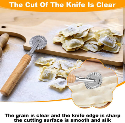 Long Handle Small Cutter Wheel, Pastry and Pasta Cutter Wheel Versatile Crinkle and Pastry Cutters for Effortless Slicing for Ravioli Pasta Dumplings Lasagna Pierogi