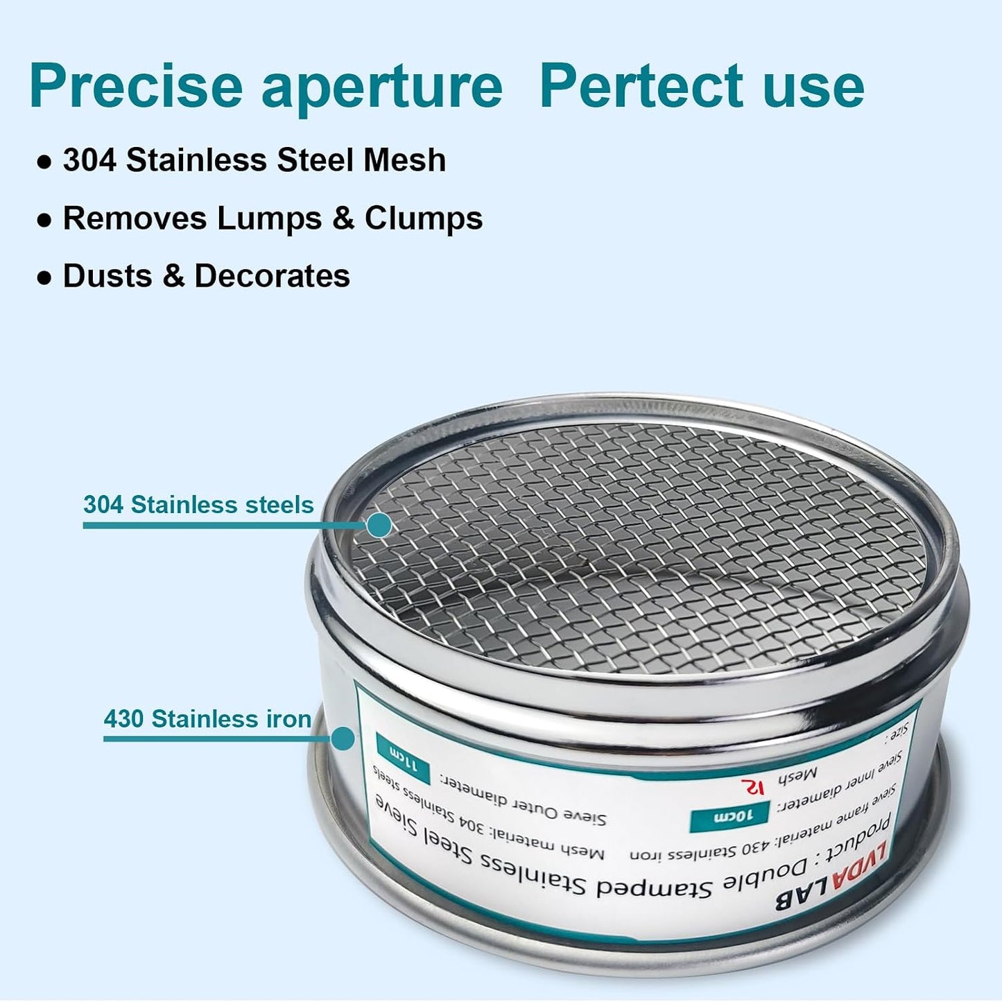 304 Stainless Steel Mesh Lab Sieve, 80 Mesh (0.2mm) Aperture Test Sieve, 4inch(10cm) Diameter Economy Standard Analysis Sample Test Sieves for Industrial Laboratory Homes - Colors B