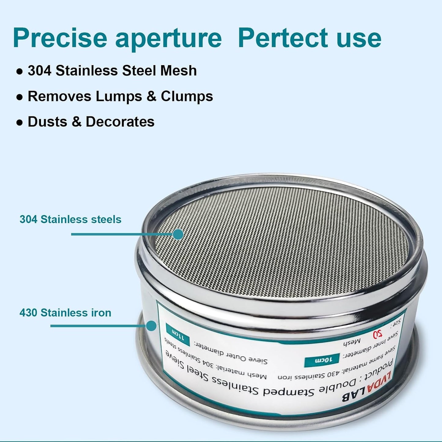 304 Stainless Steel Mesh Lab Sieve, 80 Mesh (0.2mm) Aperture Test Sieve, 4inch(10cm) Diameter Economy Standard Analysis Sample Test Sieves for Industrial Laboratory Homes - Colors B
