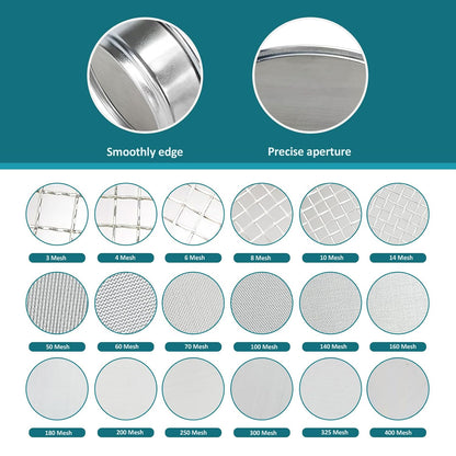 304 Stainless Steel Mesh Lab Sieve, 80 Mesh (0.2mm) Aperture Test Sieve, 4inch(10cm) Diameter Economy Standard Analysis Sample Test Sieves for Industrial Laboratory Homes - Colors B