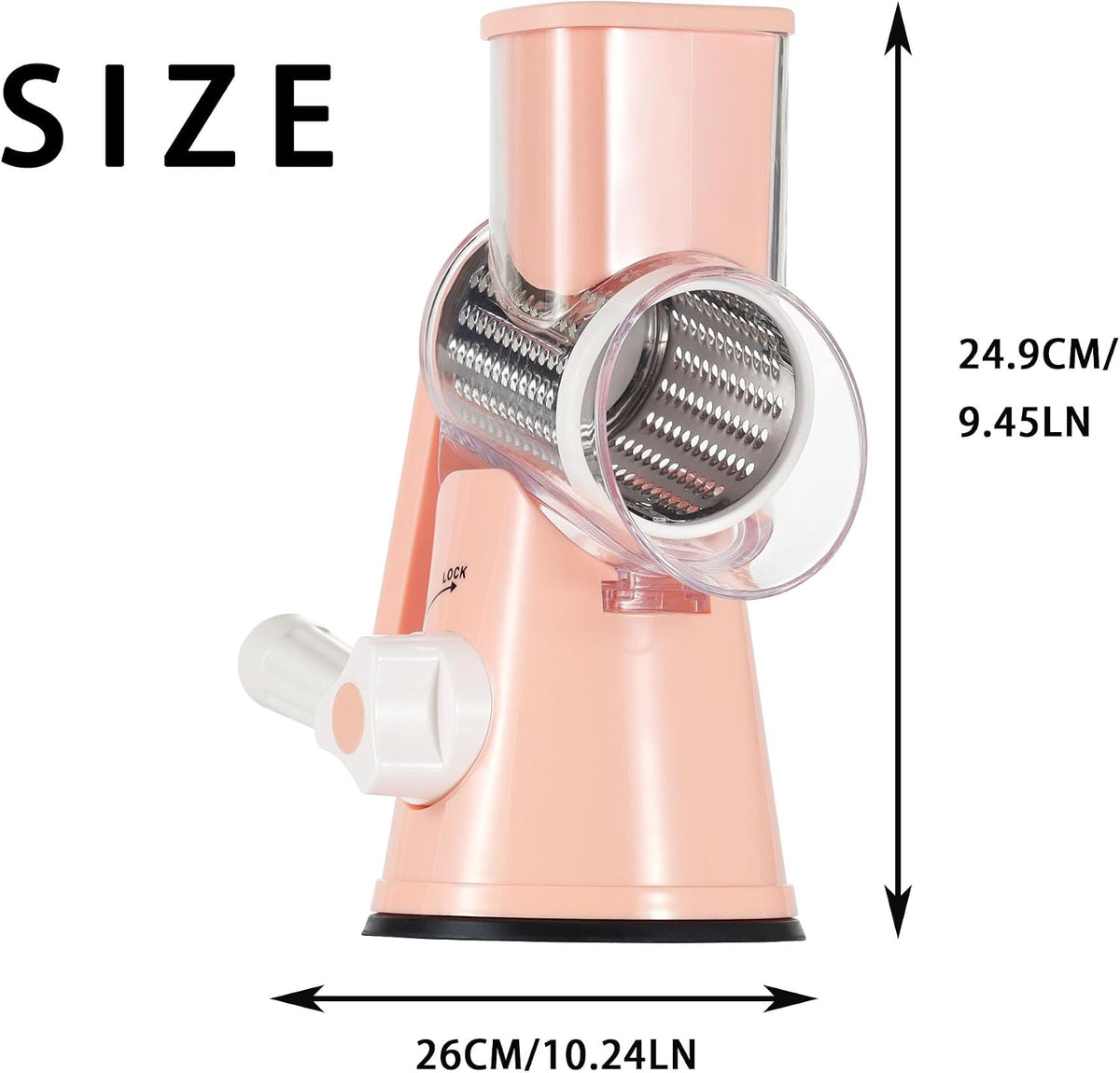 Cheese Grater Hand Crank, Rotary Vegetable Shredder with Handle and Strong Suction base, 3 in 1 Kitchen Speed Spin Veggie Slicer Nut Grinder for Pizza Top, Hash brown, Salad and More (Blue)