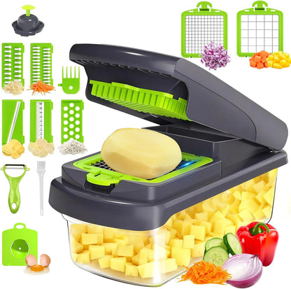 15 in 1 Vegetable Chopper with Container and Stainless Steel Blades