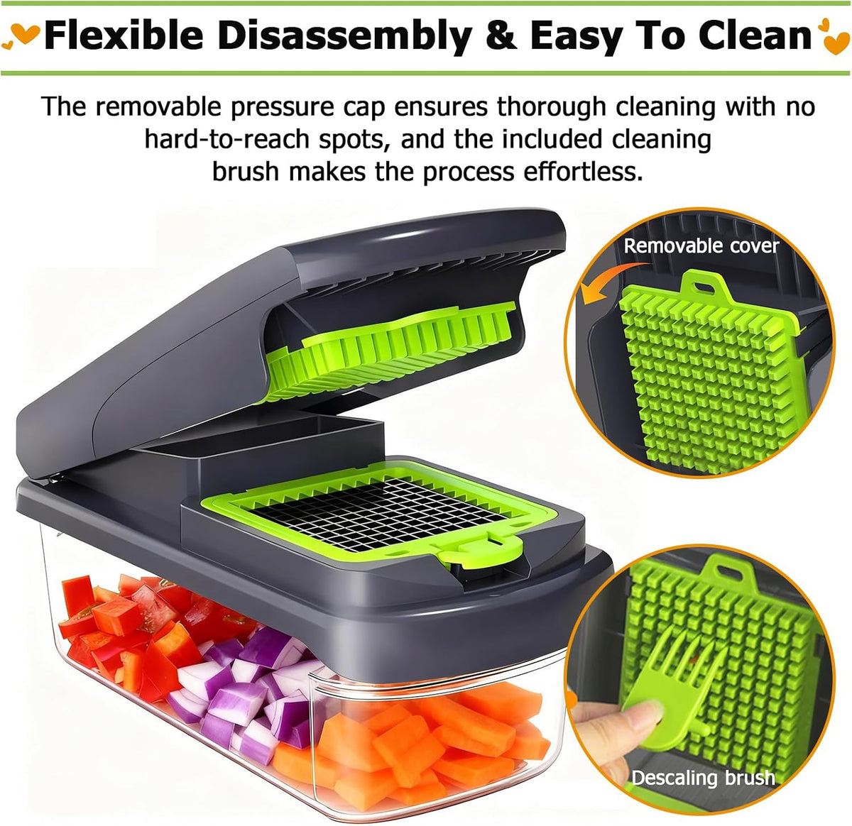 15 in 1 Vegetable Chopper with Container and Stainless Steel Blades