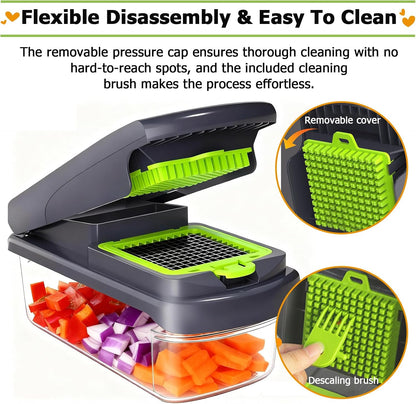 15 in 1 Vegetable Chopper with Container and Stainless Steel Blades