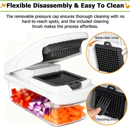 15 in 1 Vegetable Chopper with Container and Stainless Steel Blades