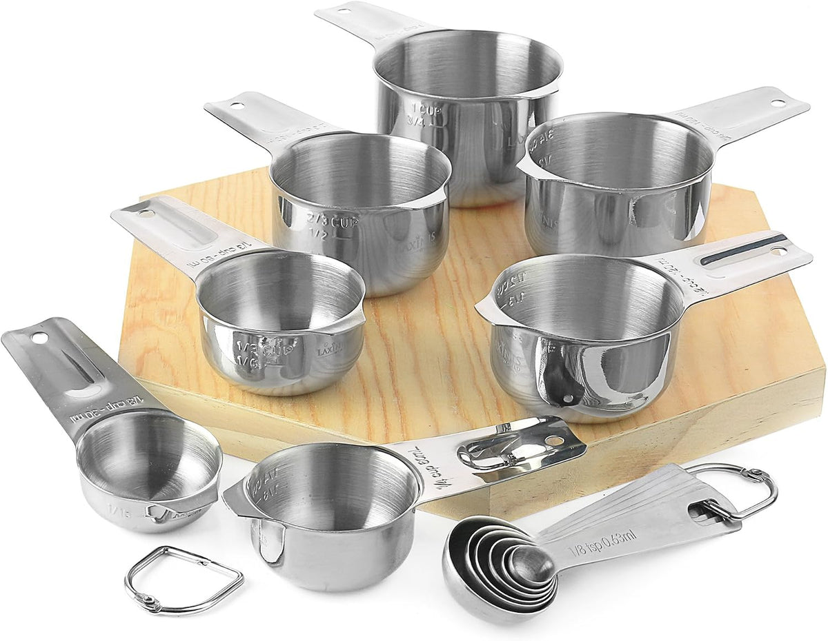 Stainless Steel Measuring Cups and Spoons Set, 13-Piece