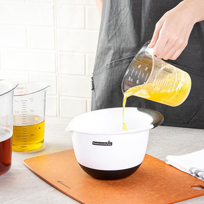 RW Base 1 Pint Measuring Jar 1 Durable Measuring Beaker - Metric And Imperial Units V-Shaped Spout Clear Plastic Measuring Cup Handle With Thumb-Grip Tolerates Up To 248F