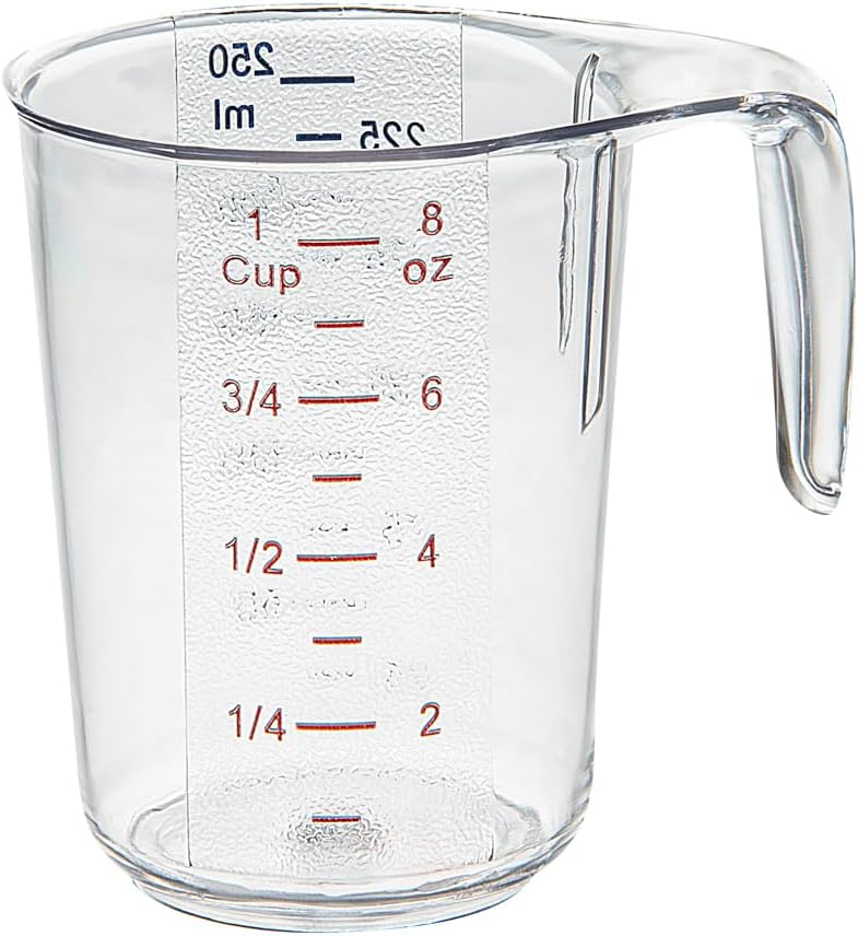 RW Base 1 Pint Measuring Jar 1 Durable Measuring Beaker - Metric And Imperial Units V-Shaped Spout Clear Plastic Measuring Cup Handle With Thumb-Grip Tolerates Up To 248F