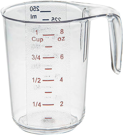 RW Base 1 Pint Measuring Jar 1 Durable Measuring Beaker - Metric And Imperial Units V-Shaped Spout Clear Plastic Measuring Cup Handle With Thumb-Grip Tolerates Up To 248F