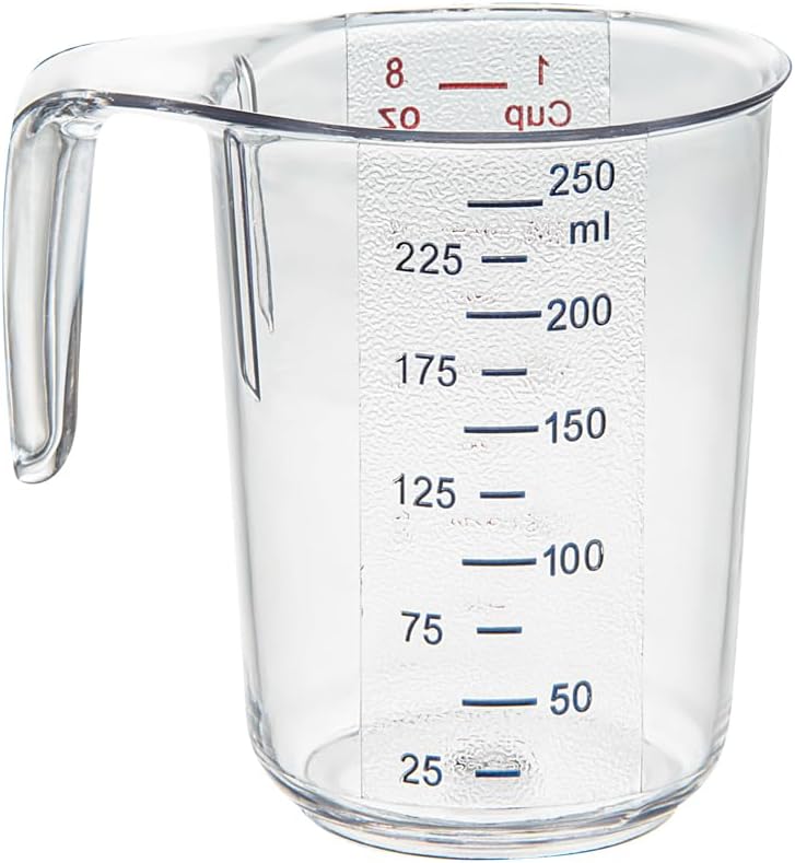 RW Base 1 Pint Measuring Jar 1 Durable Measuring Beaker - Metric And Imperial Units V-Shaped Spout Clear Plastic Measuring Cup Handle With Thumb-Grip Tolerates Up To 248F