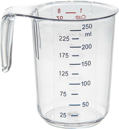 RW Base 1 Pint Measuring Jar 1 Durable Measuring Beaker - Metric And Imperial Units V-Shaped Spout Clear Plastic Measuring Cup Handle With Thumb-Grip Tolerates Up To 248F