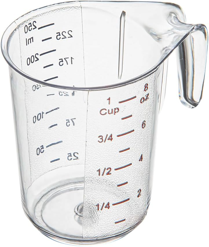 RW Base 1 Pint Measuring Jar 1 Durable Measuring Beaker - Metric And Imperial Units V-Shaped Spout Clear Plastic Measuring Cup Handle With Thumb-Grip Tolerates Up To 248F