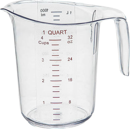 RW Base 1 Pint Measuring Jar 1 Durable Measuring Beaker - Metric And Imperial Units V-Shaped Spout Clear Plastic Measuring Cup Handle With Thumb-Grip Tolerates Up To 248F