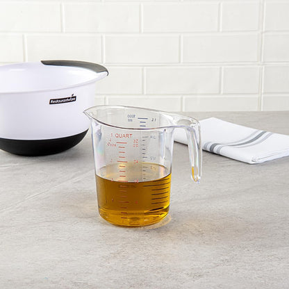 RW Base 1 Pint Measuring Jar 1 Durable Measuring Beaker - Metric And Imperial Units V-Shaped Spout Clear Plastic Measuring Cup Handle With Thumb-Grip Tolerates Up To 248F