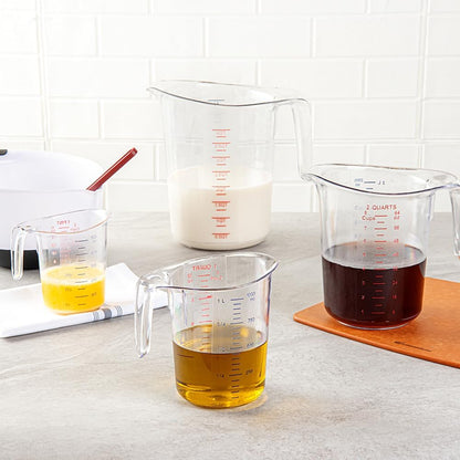 RW Base 1 Pint Measuring Jar 1 Durable Measuring Beaker - Metric And Imperial Units V-Shaped Spout Clear Plastic Measuring Cup Handle With Thumb-Grip Tolerates Up To 248F
