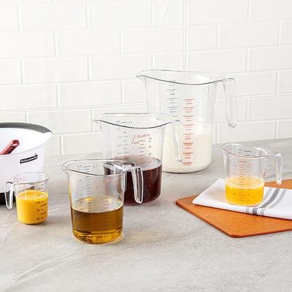 RW Base 1 Pint Measuring Jar 1 Durable Measuring Beaker - Metric And Imperial Units V-Shaped Spout Clear Plastic Measuring Cup Handle With Thumb-Grip Tolerates Up To 248F