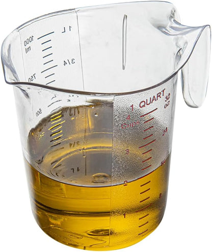 RW Base 1 Pint Measuring Jar 1 Durable Measuring Beaker - Metric And Imperial Units V-Shaped Spout Clear Plastic Measuring Cup Handle With Thumb-Grip Tolerates Up To 248F
