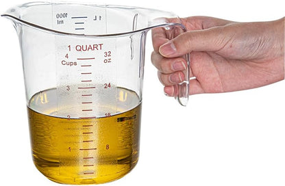 RW Base 1 Pint Measuring Jar 1 Durable Measuring Beaker - Metric And Imperial Units V-Shaped Spout Clear Plastic Measuring Cup Handle With Thumb-Grip Tolerates Up To 248F