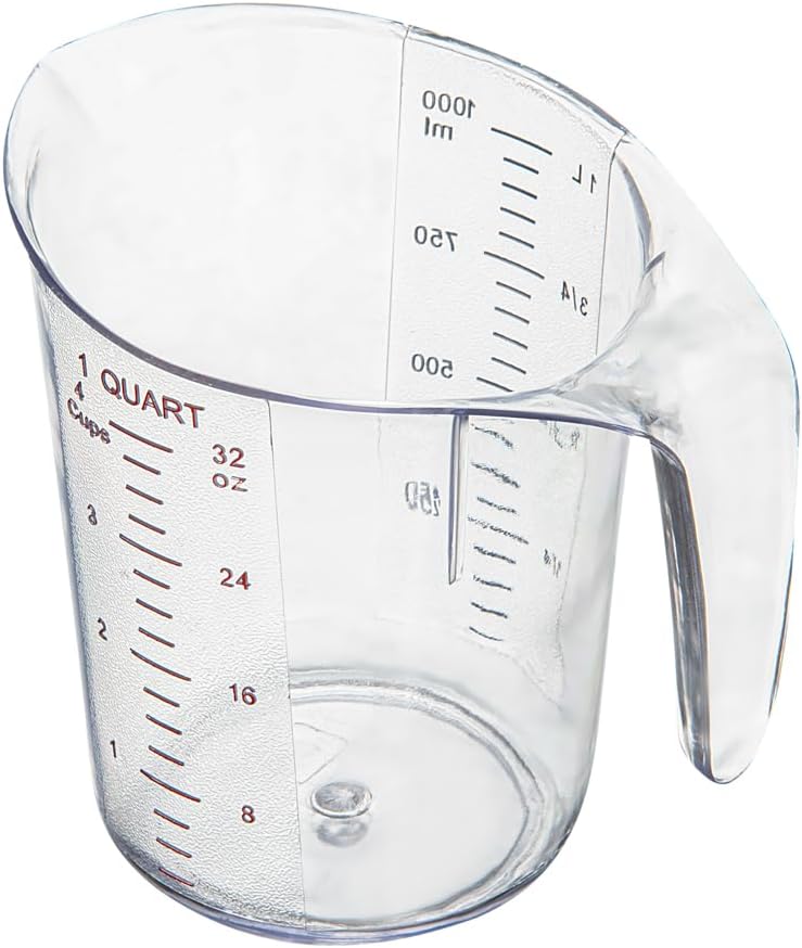 RW Base 1 Pint Measuring Jar 1 Durable Measuring Beaker - Metric And Imperial Units V-Shaped Spout Clear Plastic Measuring Cup Handle With Thumb-Grip Tolerates Up To 248F