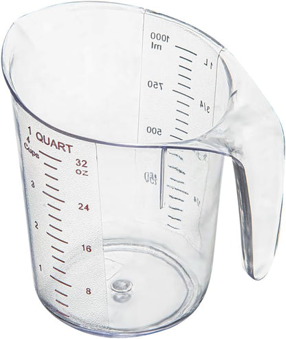 RW Base 1 Pint Measuring Jar 1 Durable Measuring Beaker - Metric And Imperial Units V-Shaped Spout Clear Plastic Measuring Cup Handle With Thumb-Grip Tolerates Up To 248F