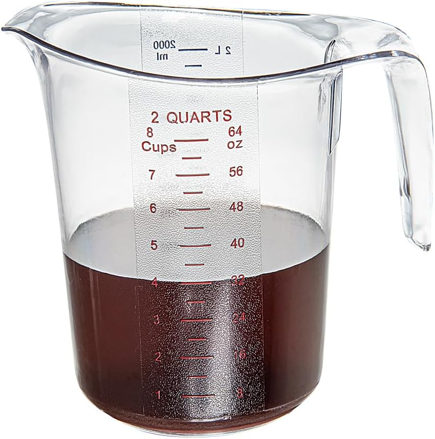 RW Base 1 Pint Measuring Jar 1 Durable Measuring Beaker - Metric And Imperial Units V-Shaped Spout Clear Plastic Measuring Cup Handle With Thumb-Grip Tolerates Up To 248F