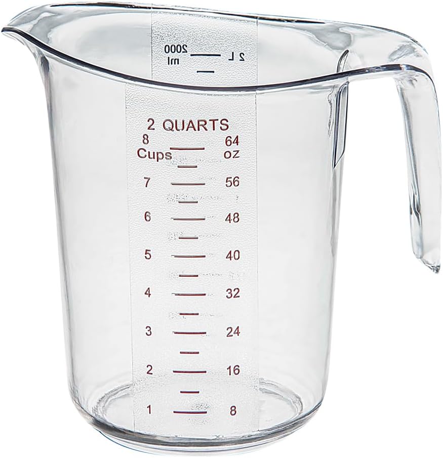 RW Base 1 Pint Measuring Jar 1 Durable Measuring Beaker - Metric And Imperial Units V-Shaped Spout Clear Plastic Measuring Cup Handle With Thumb-Grip Tolerates Up To 248F