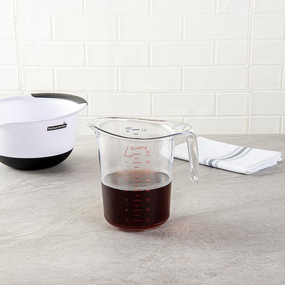 RW Base 1 Pint Measuring Jar 1 Durable Measuring Beaker - Metric And Imperial Units V-Shaped Spout Clear Plastic Measuring Cup Handle With Thumb-Grip Tolerates Up To 248F