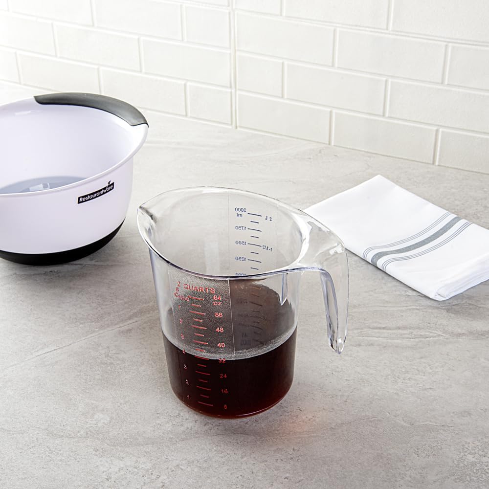 RW Base 1 Pint Measuring Jar 1 Durable Measuring Beaker - Metric And Imperial Units V-Shaped Spout Clear Plastic Measuring Cup Handle With Thumb-Grip Tolerates Up To 248F