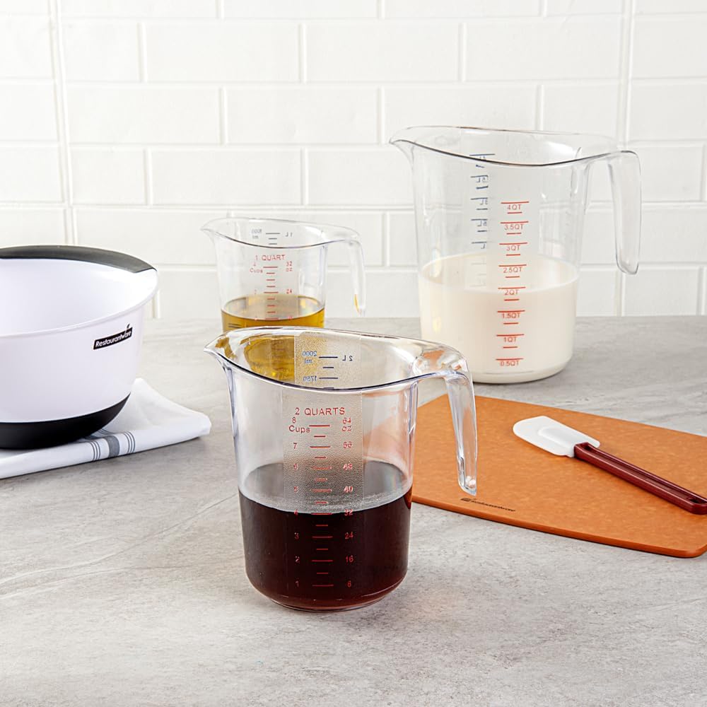RW Base 1 Pint Measuring Jar 1 Durable Measuring Beaker - Metric And Imperial Units V-Shaped Spout Clear Plastic Measuring Cup Handle With Thumb-Grip Tolerates Up To 248F