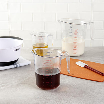 RW Base 1 Pint Measuring Jar 1 Durable Measuring Beaker - Metric And Imperial Units V-Shaped Spout Clear Plastic Measuring Cup Handle With Thumb-Grip Tolerates Up To 248F