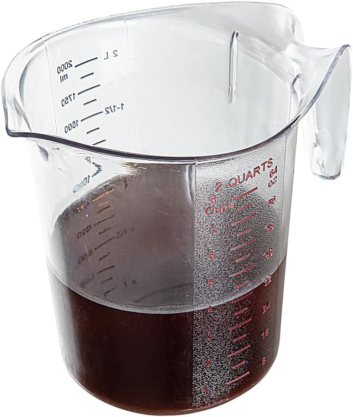 RW Base 1 Pint Measuring Jar 1 Durable Measuring Beaker - Metric And Imperial Units V-Shaped Spout Clear Plastic Measuring Cup Handle With Thumb-Grip Tolerates Up To 248F